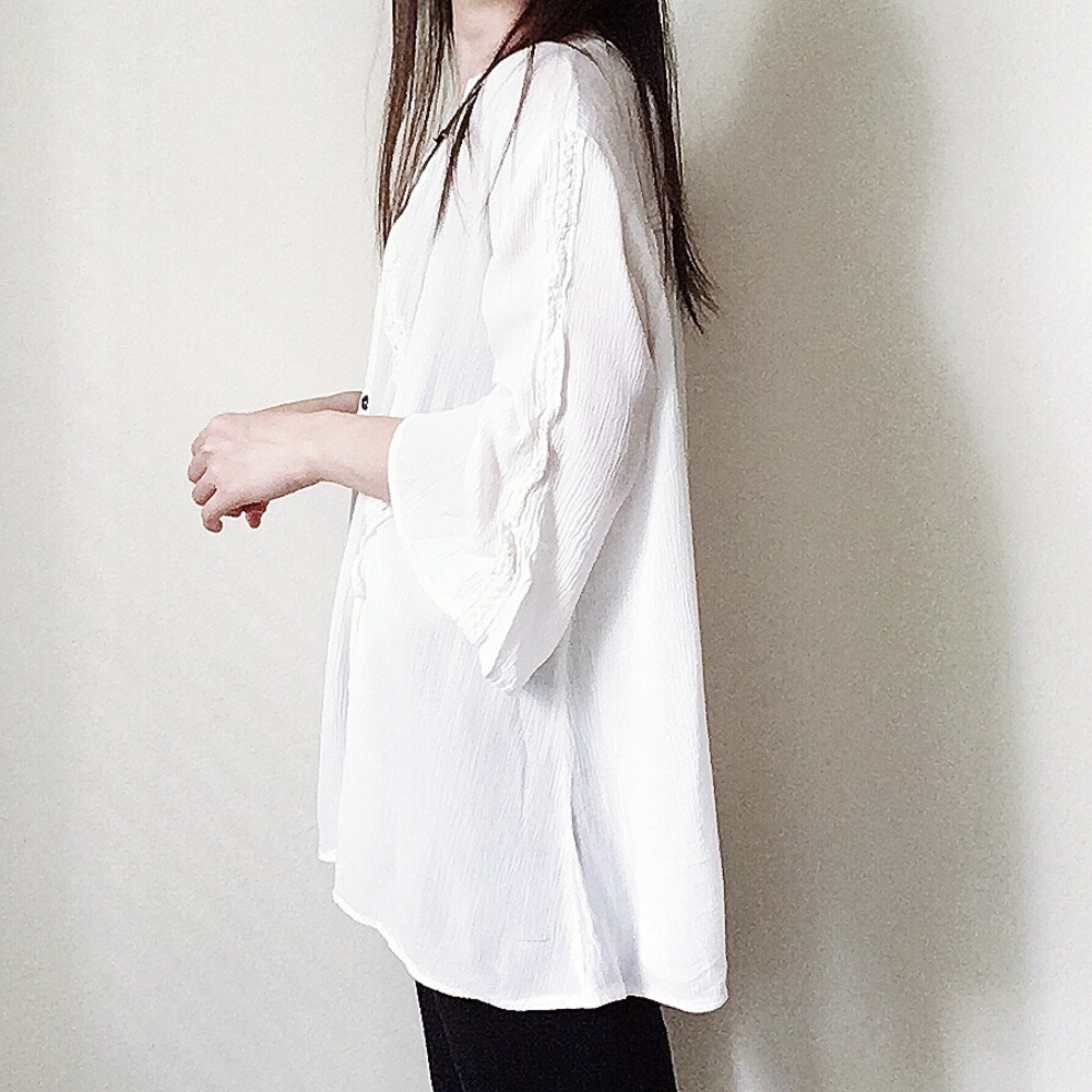 LAST 2 ⏱NWT Oversized ivory white boho lace blouse - Picture 8 of 8